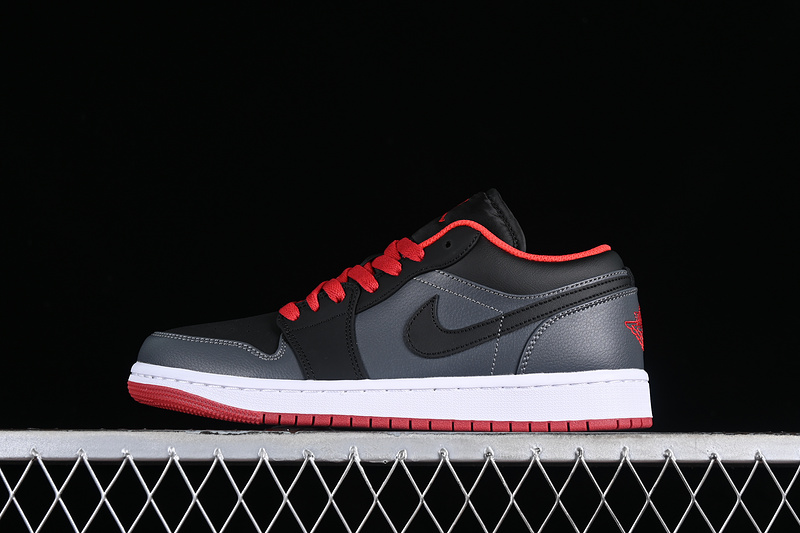 Nike Air Jordan 1 Low Retro Red Sole Black Dark Grey Sneakers