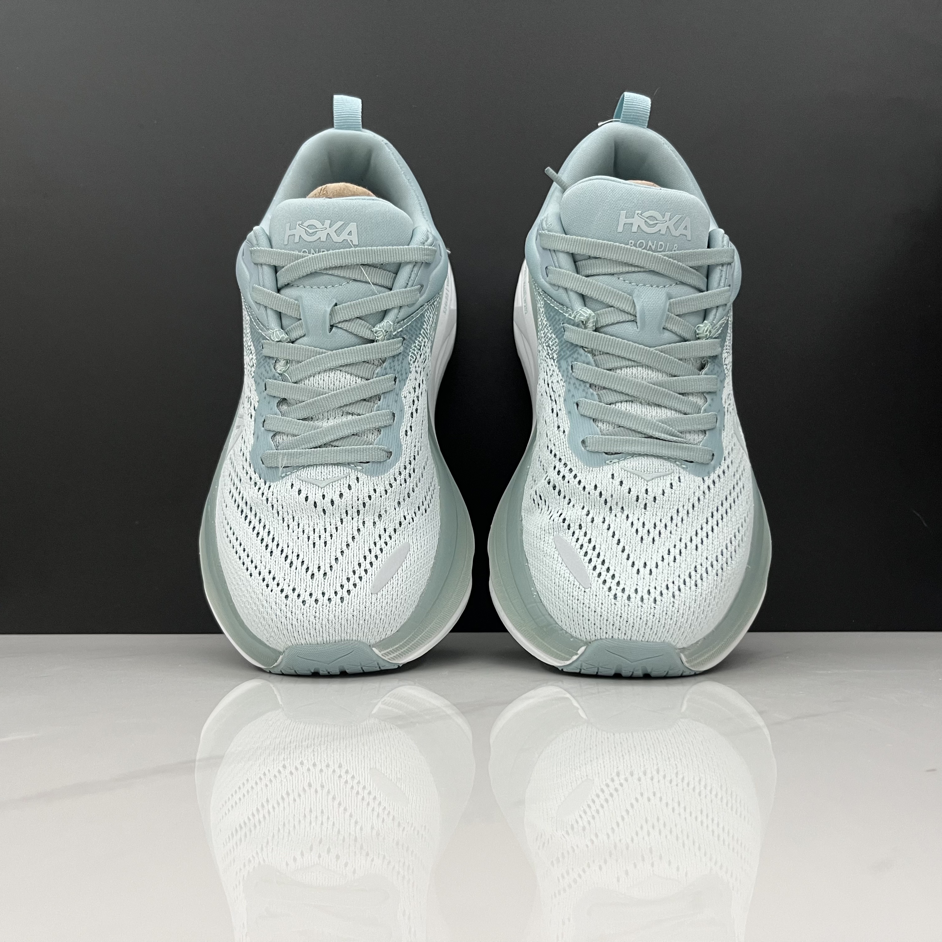 Hoka One One Bondi 8 Breathable Low-top Running Shoes Sneakers Blue Gray