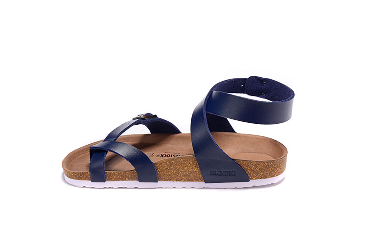 Birkenstock Single Button Navy Ringfinger Matte Leather Sandals