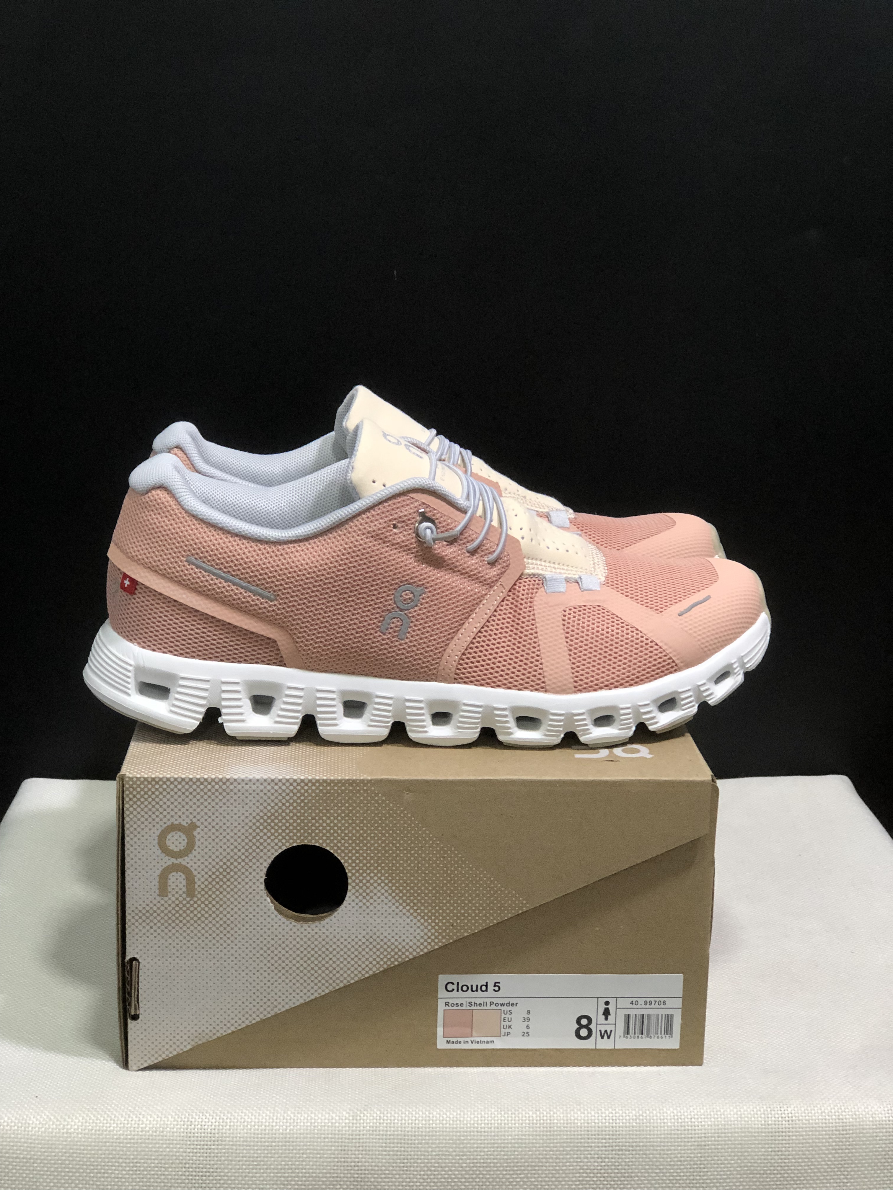 On Running Cloud 5 Lightweight Running Shoes Rose/Shell Powder