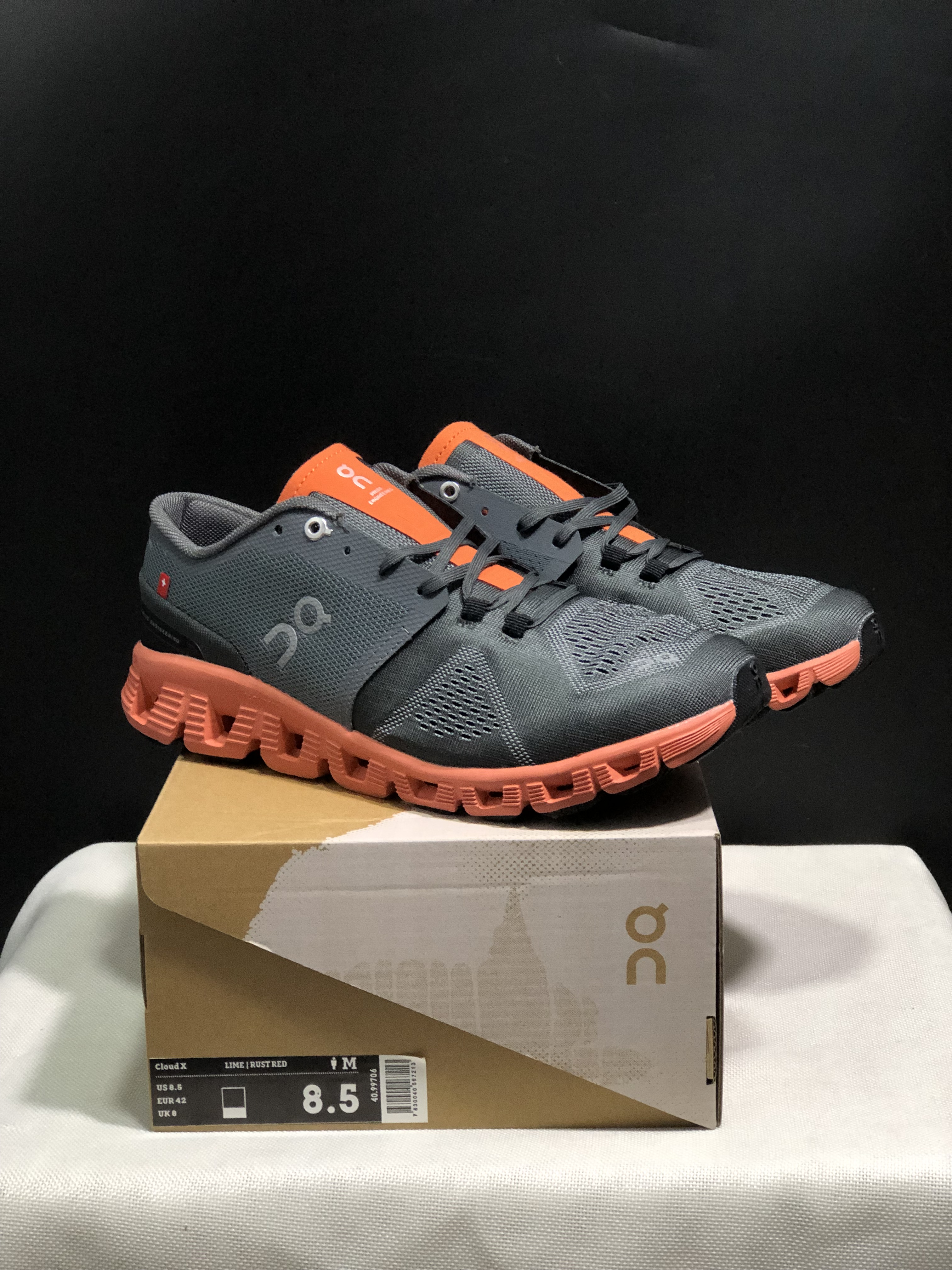 On Running Cloud X Lightweight Running Shoes Lime/Rust Red