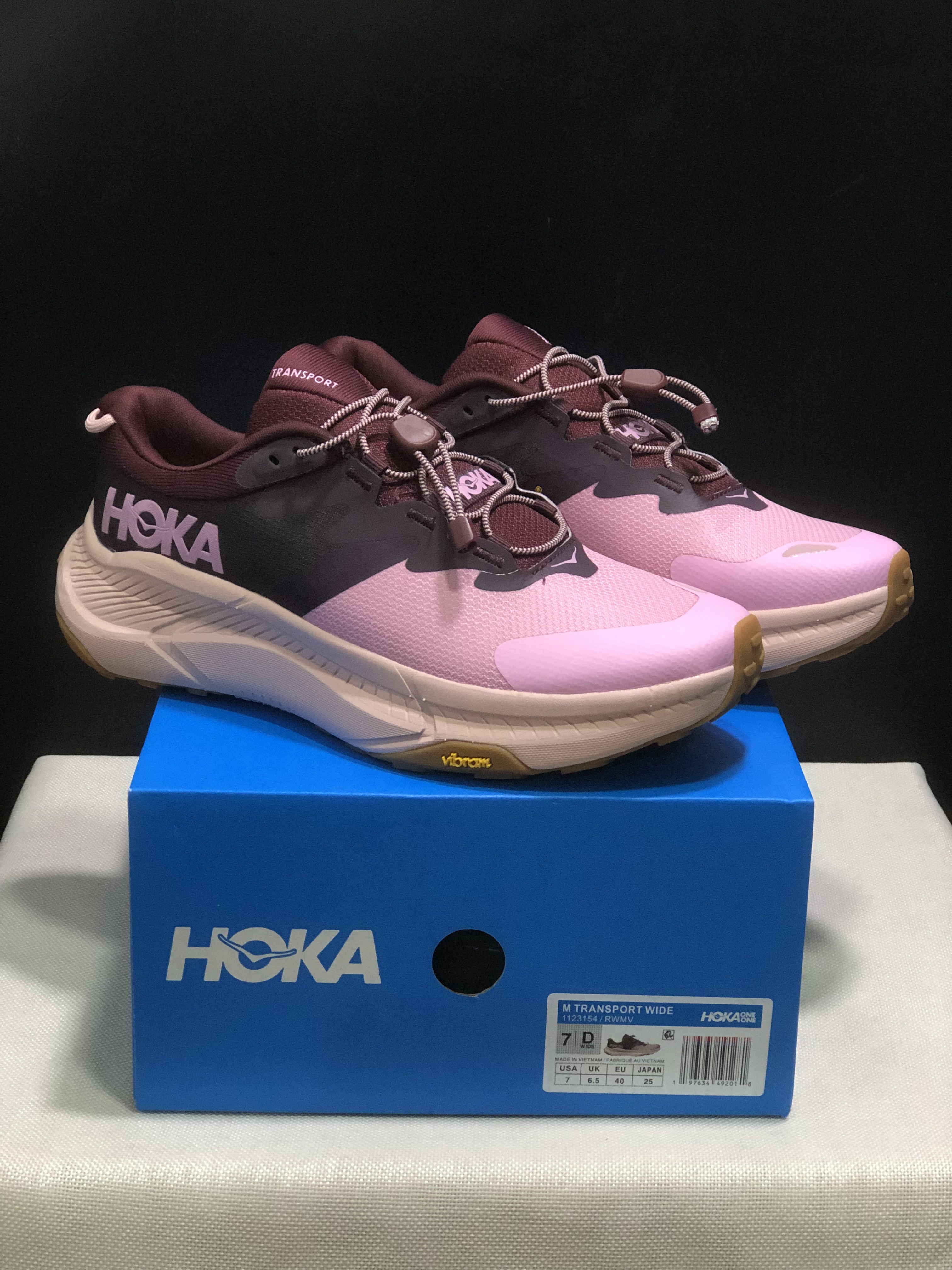 Hoka One One Transport Drawstring Low-top Running Shoes Sneakers Pink