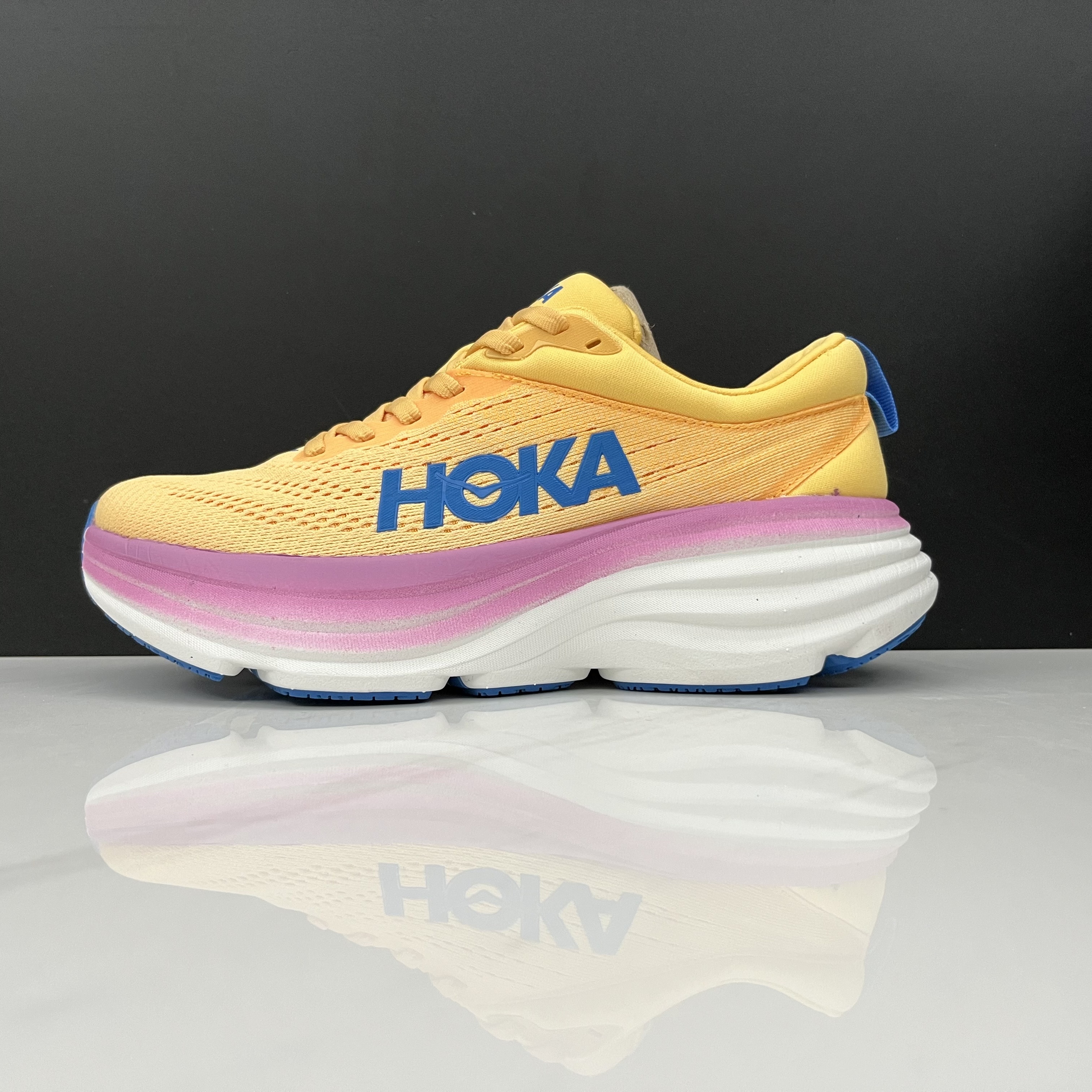 Hoka One One Bondi 8 Breathable Low-top Running Shoes Sneakers Yellow