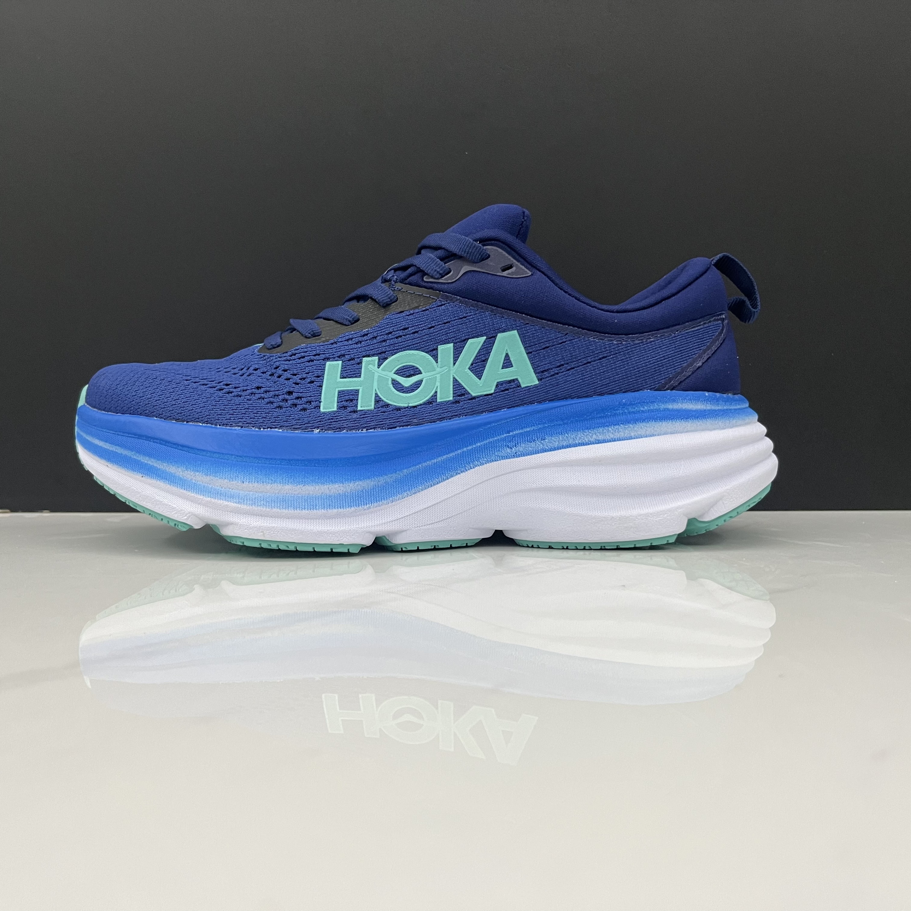 Hoka One One Bondi 8 Breathable Low-top Running Shoes Sneakers Navy