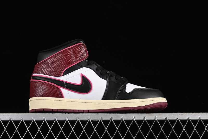 Nike Air Jordan 1 Mid Scarlet Bordeaux Black Sneakers