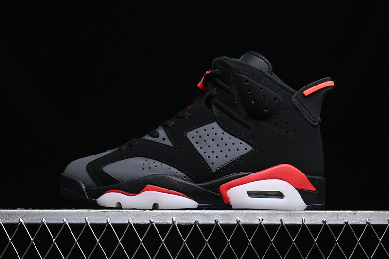 Nike Air Jordan 6 Black Fire Red Iron Grey Sneakers