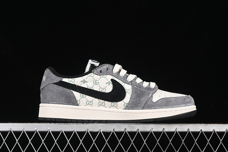 Travis Scott Fragment Design Nike Air Jordan 1 Low OG SP Black White Grey Sneakers