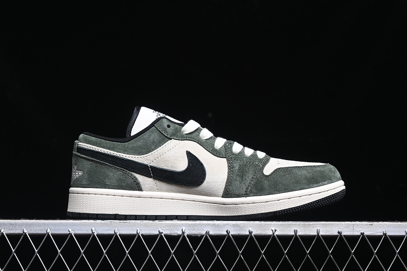 Nike Air Jordan 1 Low Black White Green Sneakers