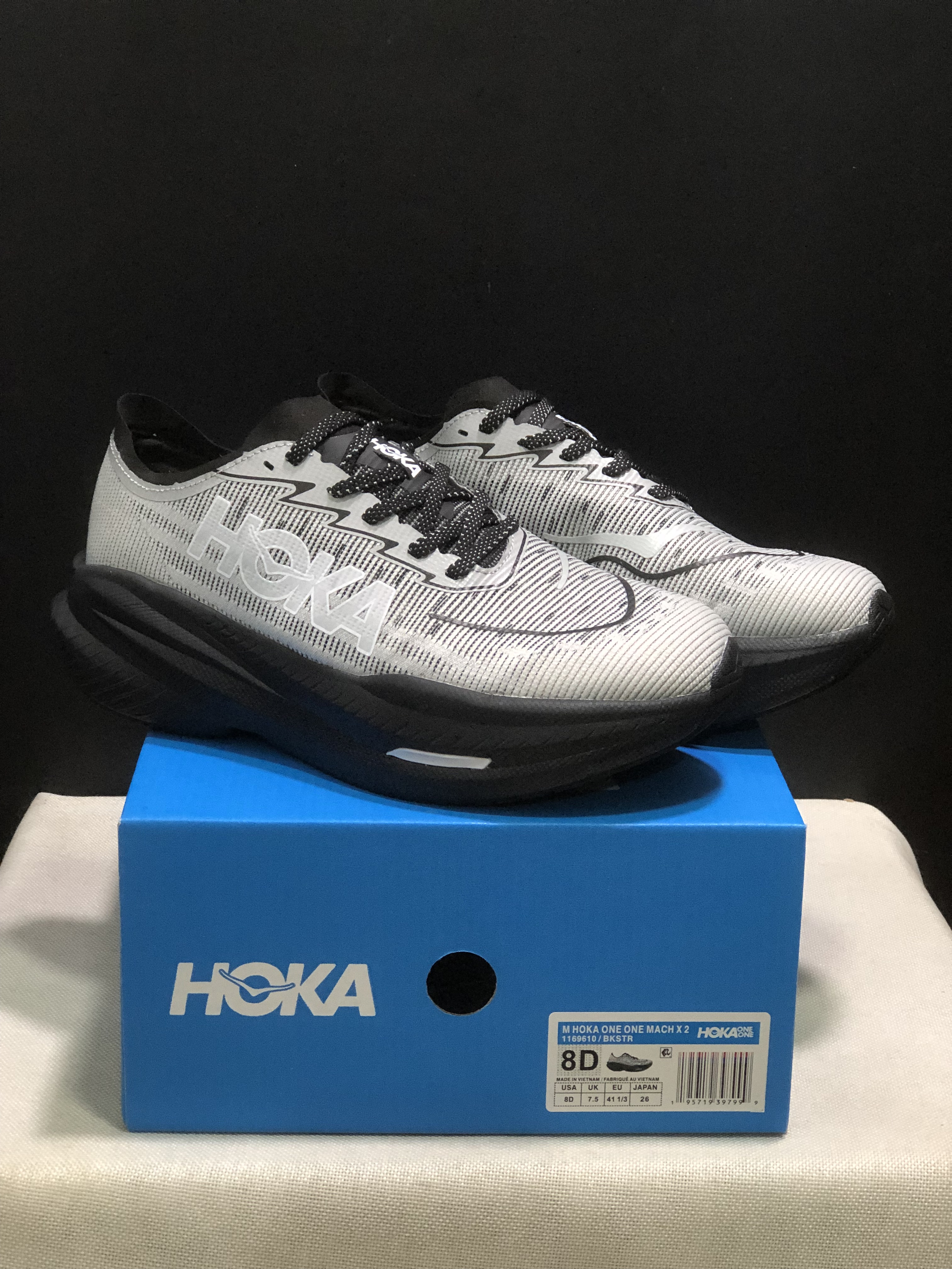 Hoka One One Mach X 2 Anti-slip Low-top Running Shoes Grey/Black