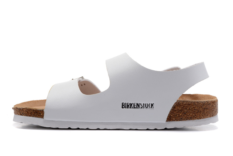 Birkenstock Two-Button White Matte Leather White Sole Sandals