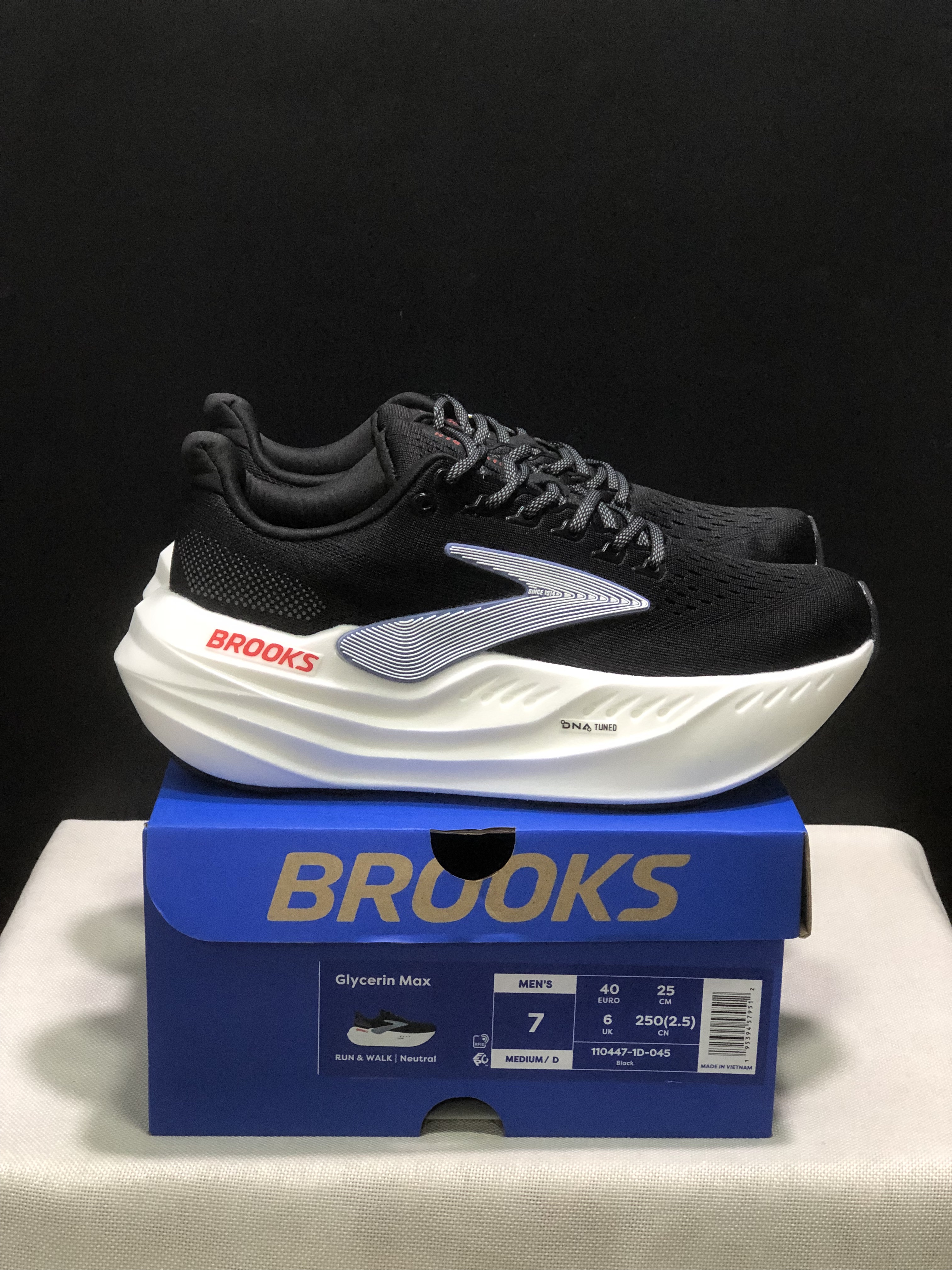 Brooks Glycerin Max Comfortable Low-top Running Shoes Black/White