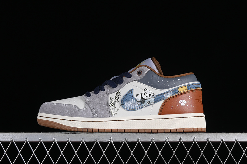 Nike Air Jordan 1 Low SE Bamboo Panda Grey White Brown Sneakers
