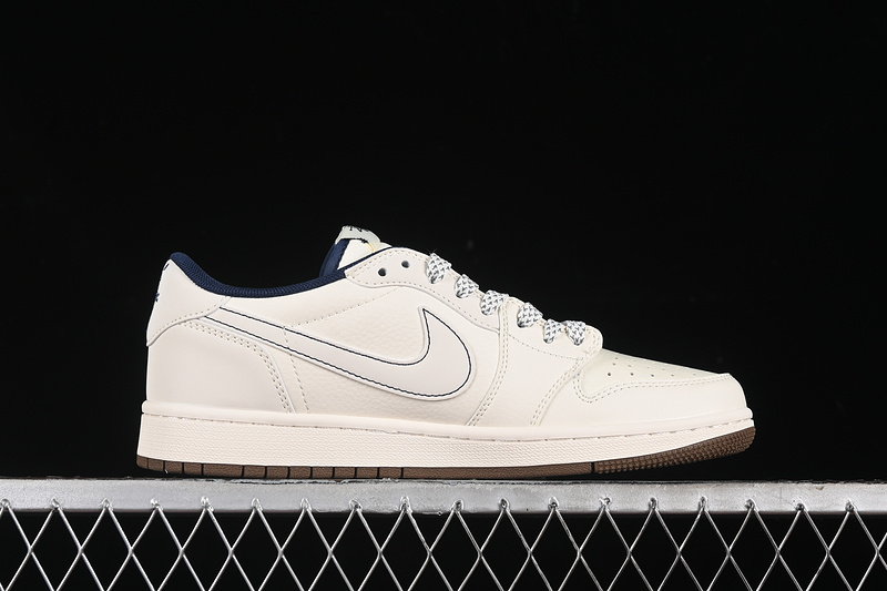 Travis Scott Fragment Design Nike Air Jordan 1 Low OG SP Blue White Dark Brown Sole Sneakers