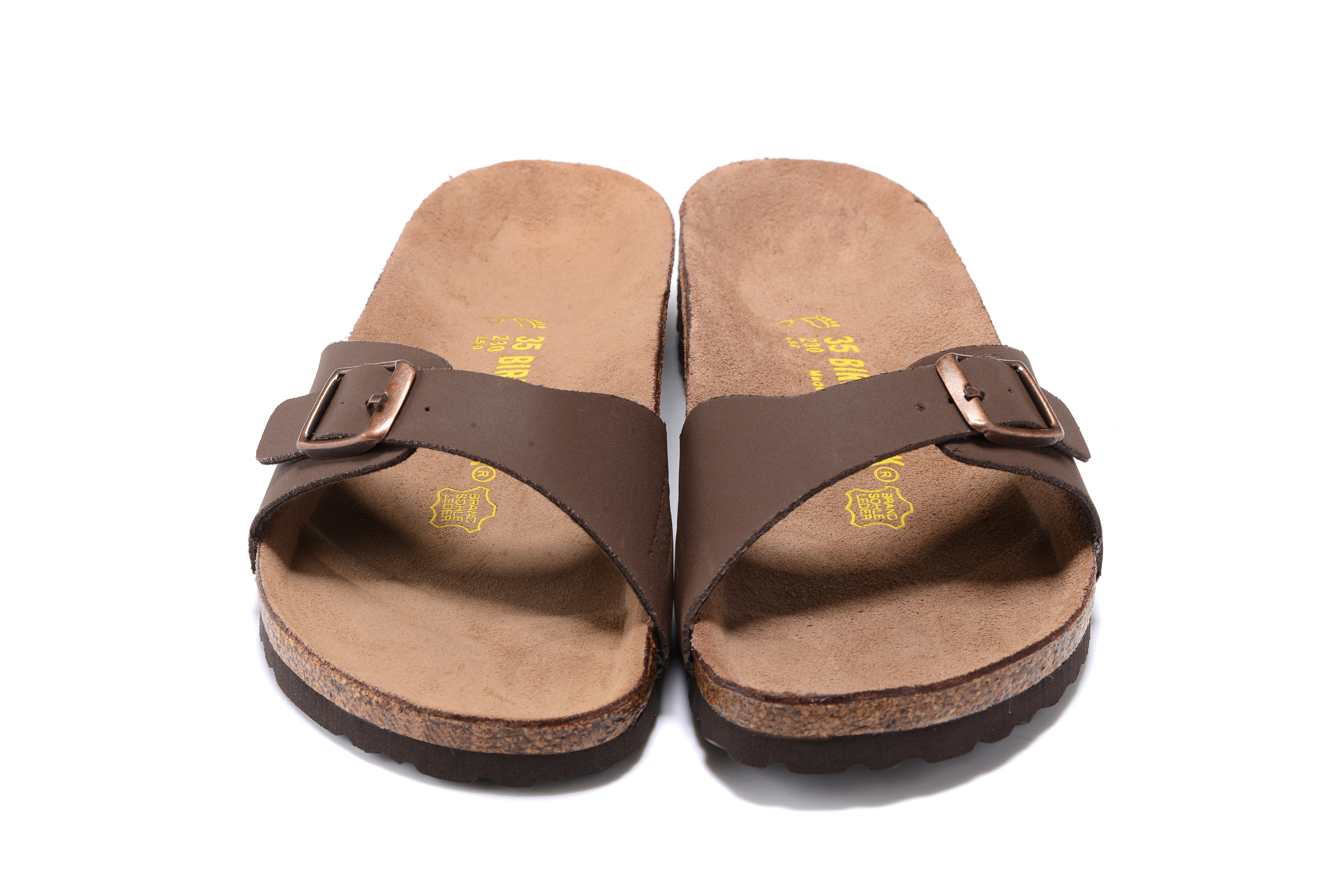 Birkenstock Madrid Brown Single Strap Slide Nubuck Leather Sandals