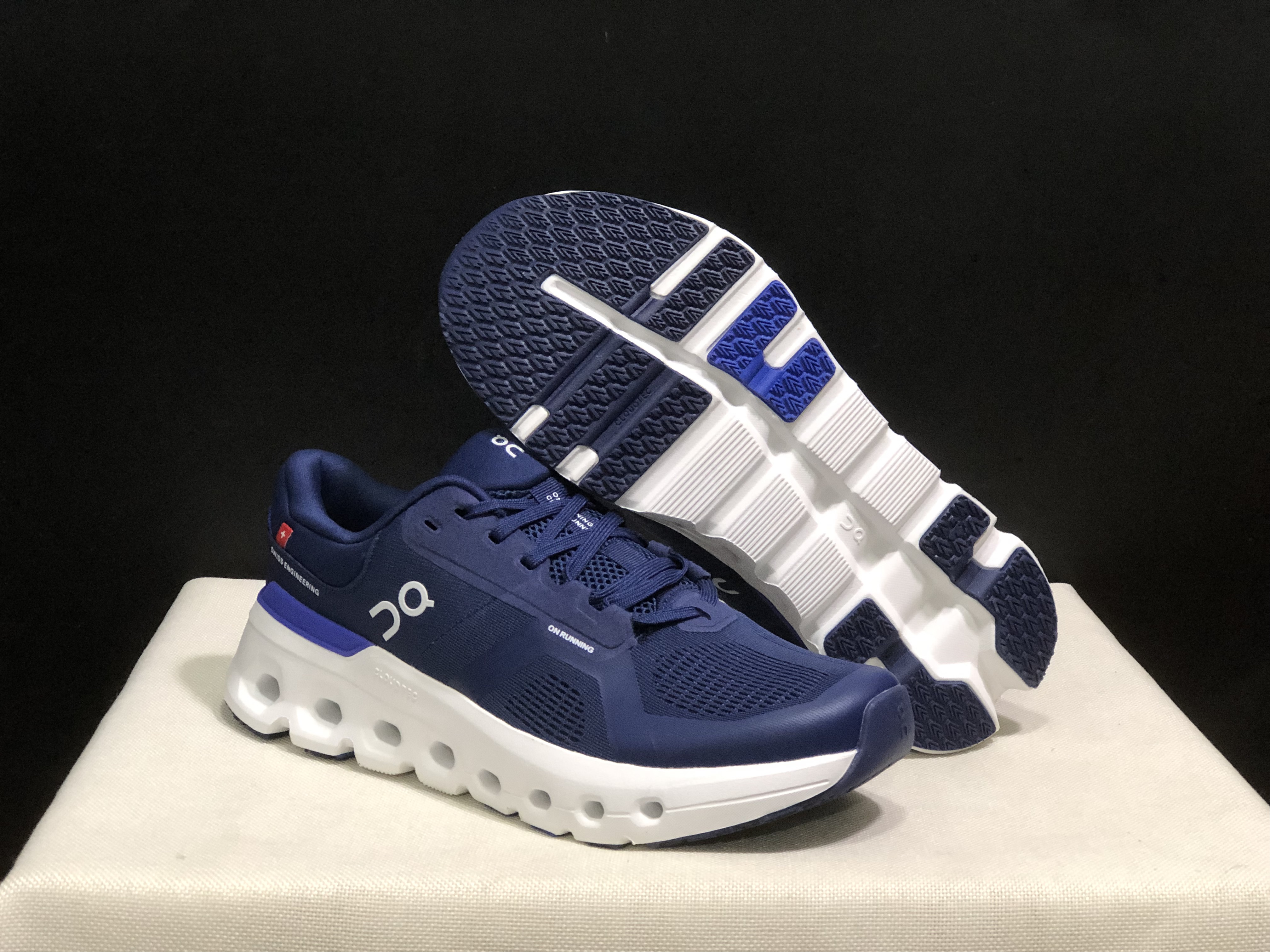 On Running Cloudrunner 2 Mesh Breathable Running Shoes Dark Blue/White