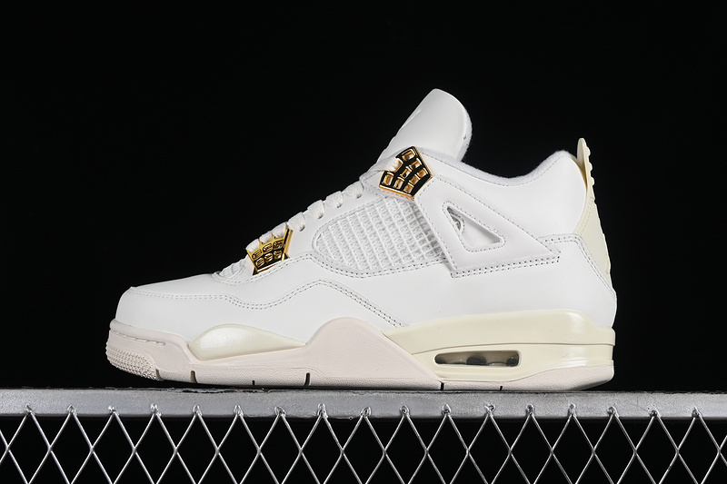 Nike Air Jordan 4 Retro MetallicE Gold Sail White Sneakers