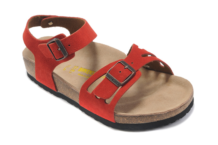 Birkenstock Single Button Red Butterfly Suede Leather Sandals