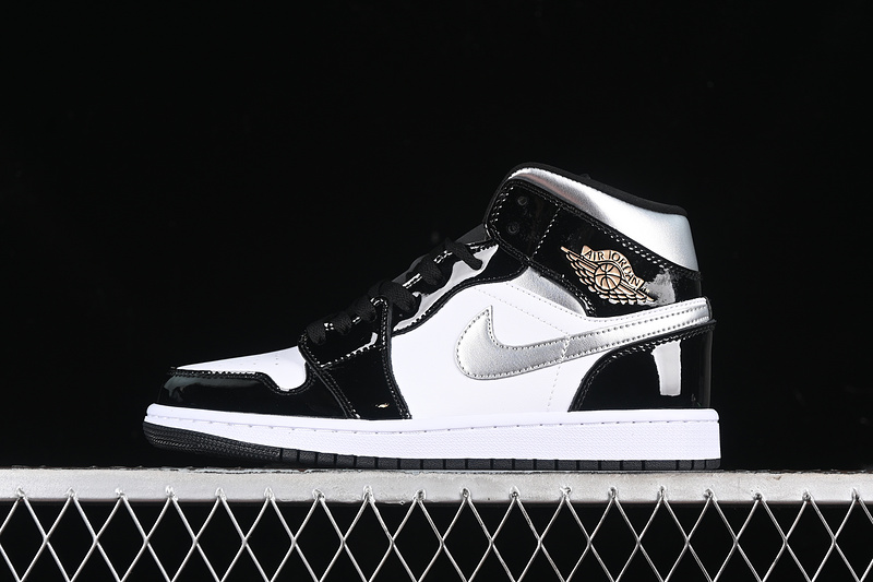 Nike Air Jordan 1 Mid Metalli Silver Black White Sneakers