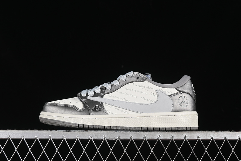 Travis Scott Fragment Design Nike Air Jordan 1 Low OG SP White Silver Grey Sneakers