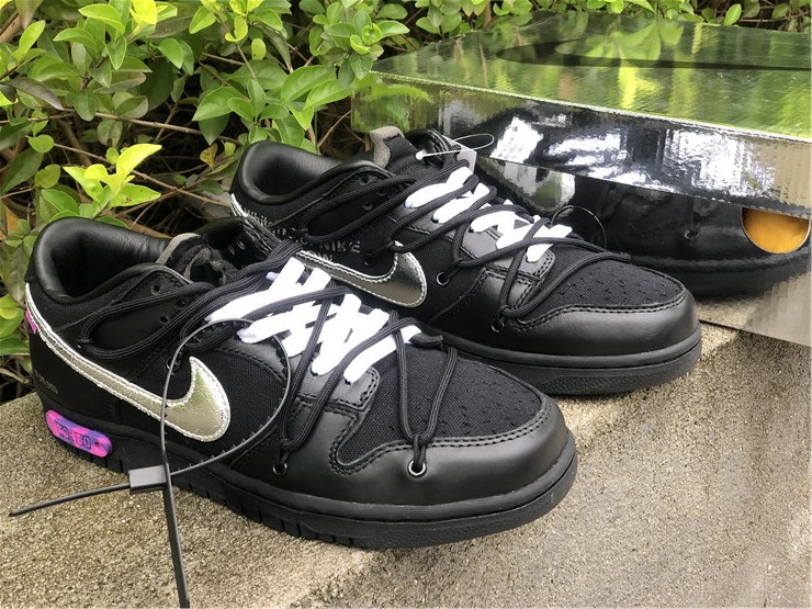 Nike Dunk Off-White Low ��50 of 50�� Black Silver Sneakers
