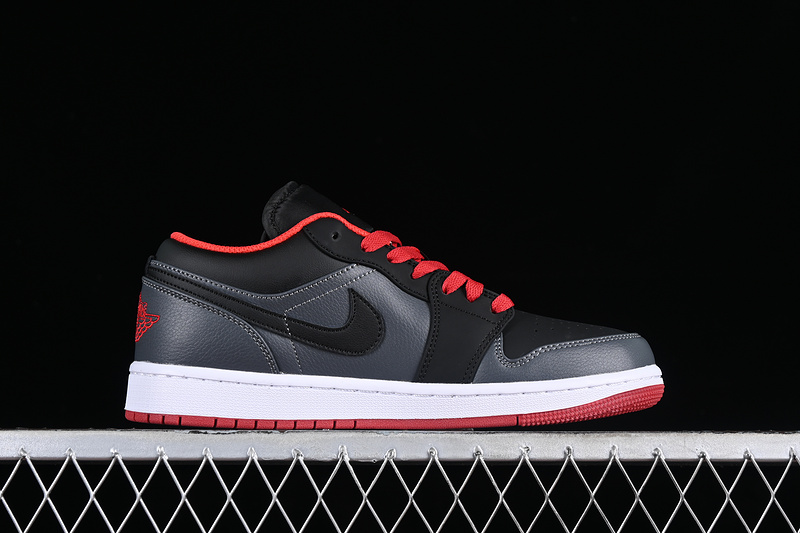Nike Air Jordan 1 Low Retro Red Sole Black Dark Grey Sneakers