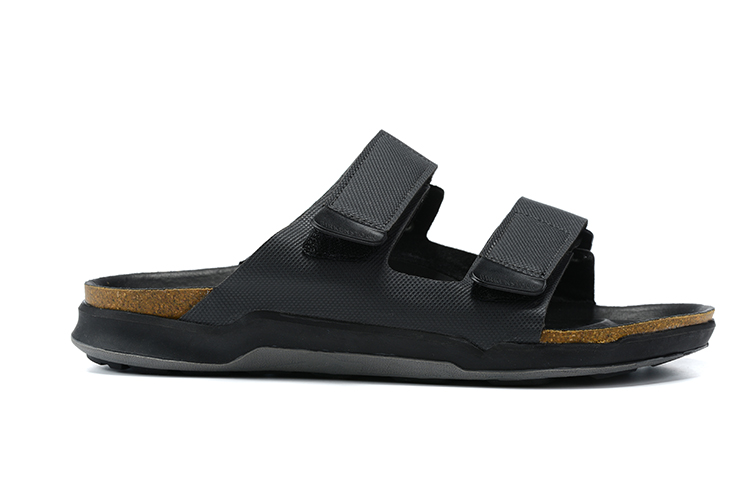 Birkenstock Black Velcro Matte Leather Slippers