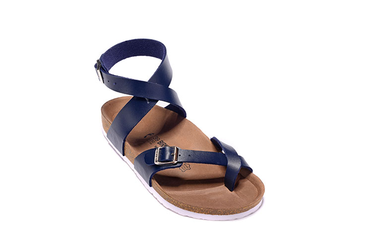 Birkenstock Single Button Navy Ringfinger Matte Leather Sandals