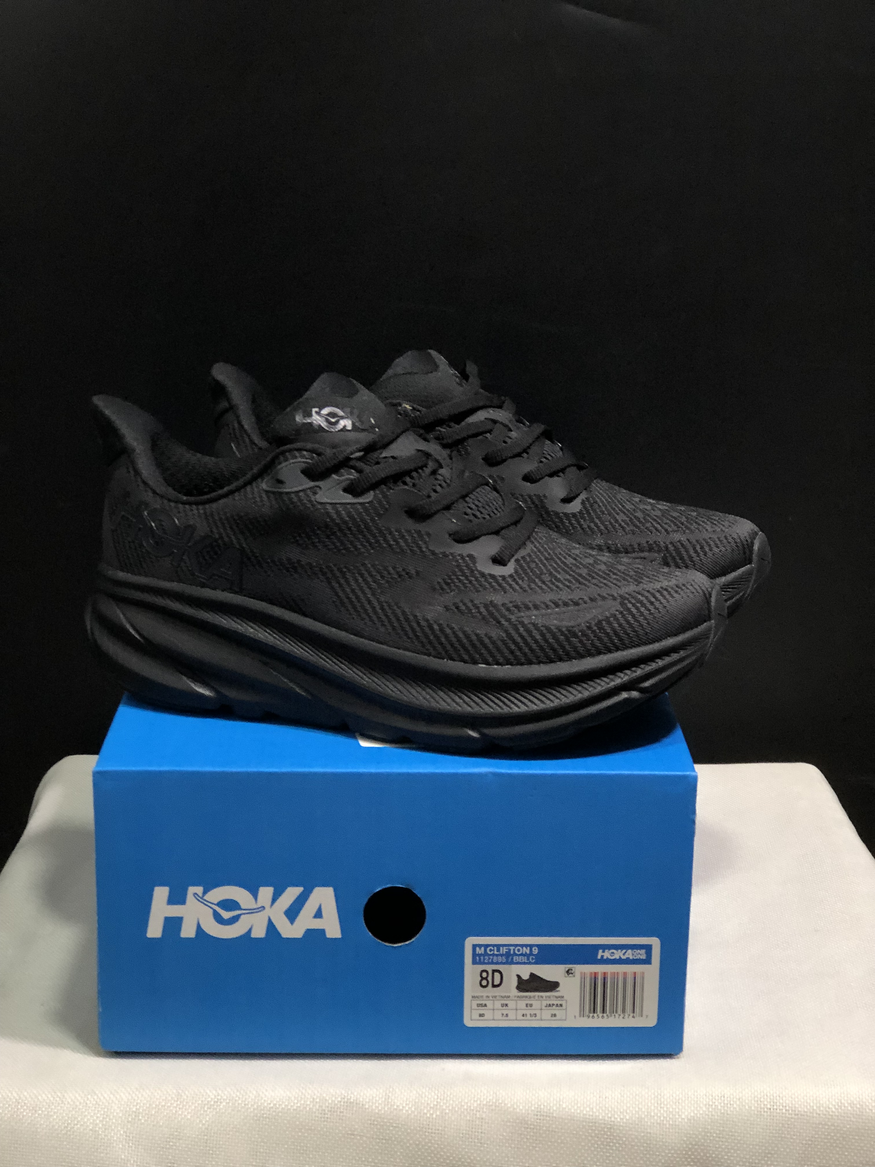 Hoka One One Clifton 9 Black Running Shoes Athletic Shoes Sneakers