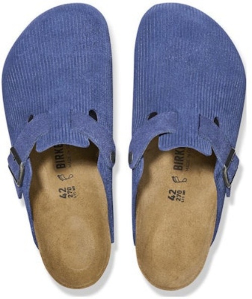 Birkenstock Boston Indigo Blue Suede Embossed 1026203 Fashion Slippers
