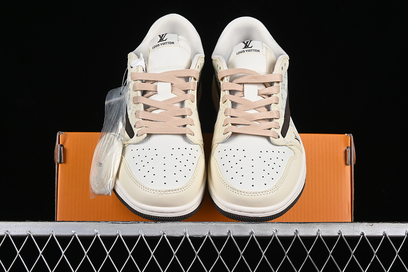 Nike Air Jordan 1 Low OG SP Travis Scott Fragment Design LV Rice Brown Yellow White Sneakers