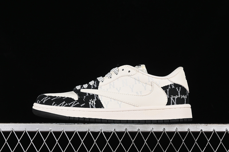 Nike Air Jordan 1 Low Travis Scott Fragment Design MLB Black White Sneakers