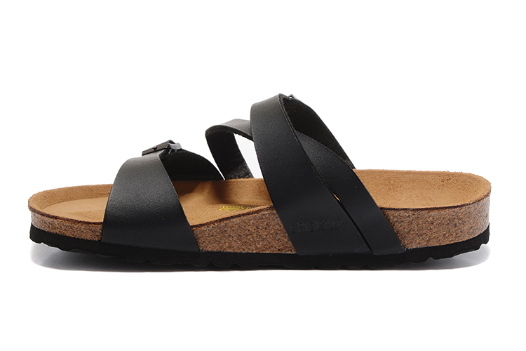 Birkenstock Black Thin Belt Double Buckle Matte Leather Sandals