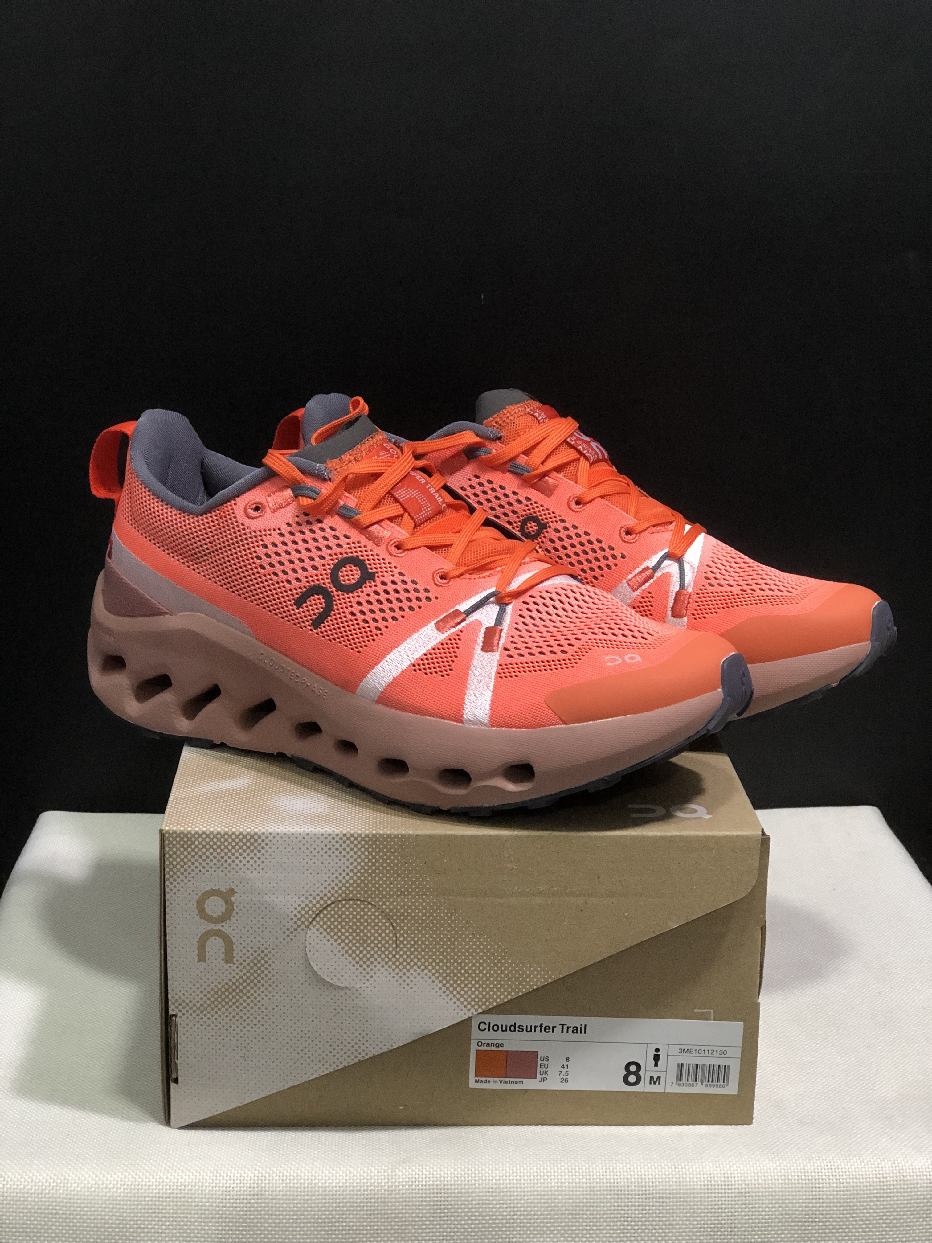 On Running Cloudsurfer Trail Orange Waterproof Comfortable And Breathable Running Shoes