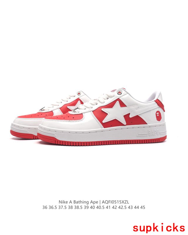 A Bathing Ape Bape Sta Low White Red