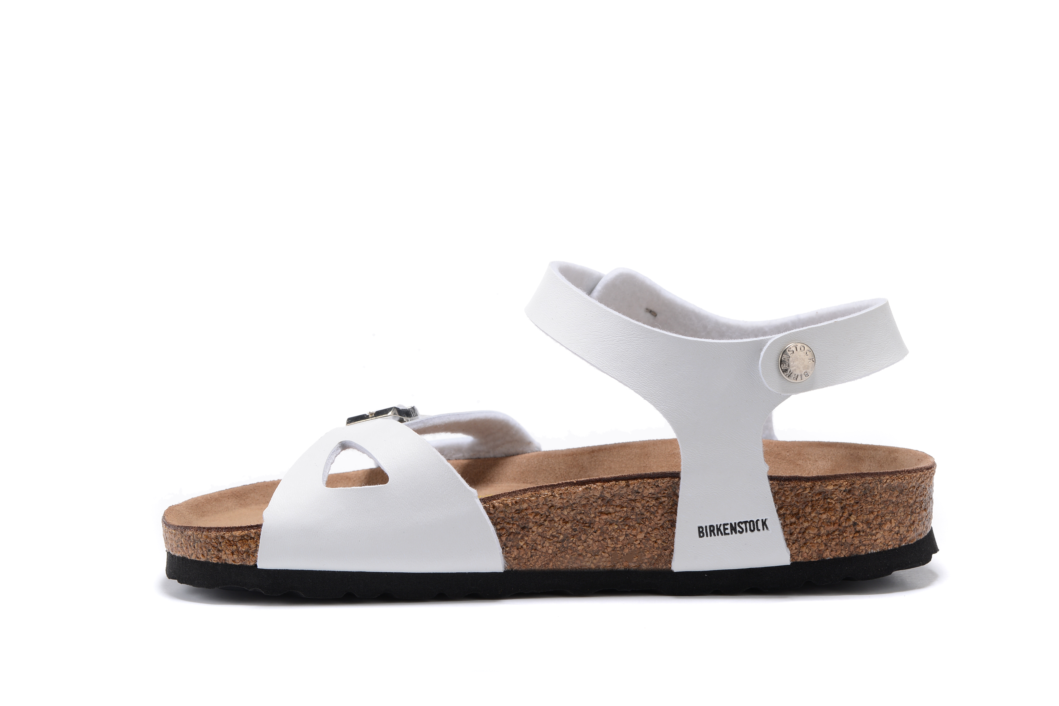 Birkenstock White Matte Single Buckle Slip Band Buckle Strap Sandal