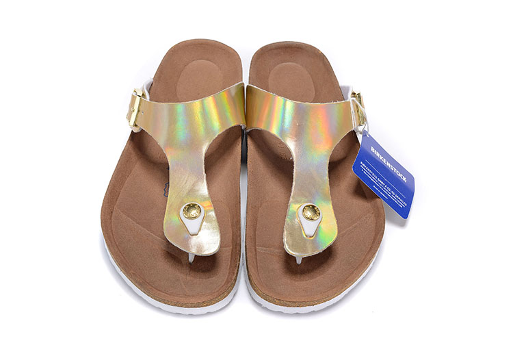 Birkenstock Gold Casual Patent Leather Flip Flops