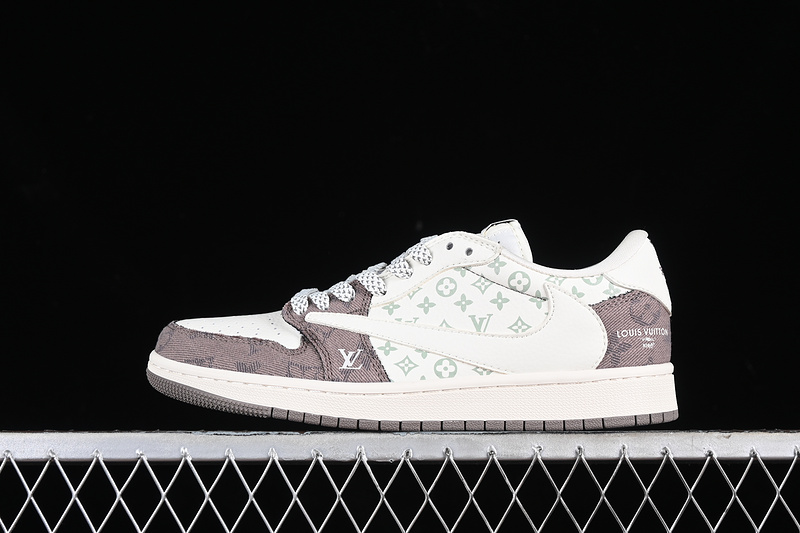 Nike Air Jordan 1 Low Travis Scott Fragment Design LV White Grey Brown Sneakers