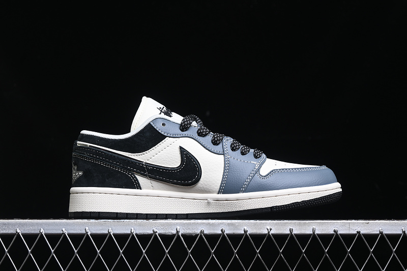 Nike Air Jordan 1 Low Grayish Blue Black White Sneakers