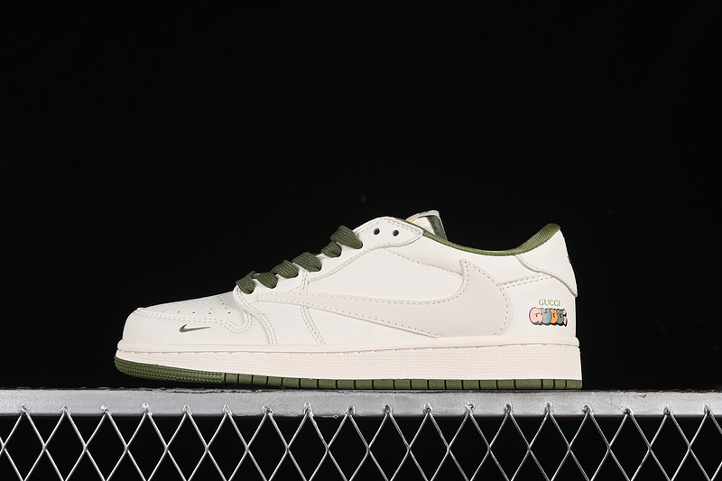 Nike Air Jordan 1 Low Off-White Travis Scott Fragment Design Green Sole White Green Sneakers