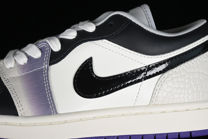 Nike Air Jordan 1 Low White Black Dark Purple Sneakers