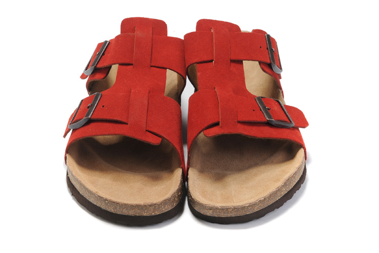 Birkenstock Two-Button Red Personality Scrub Leather Slippers