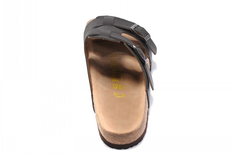 Birkenstock Two-Button Black Matte Leather Personality Slippers