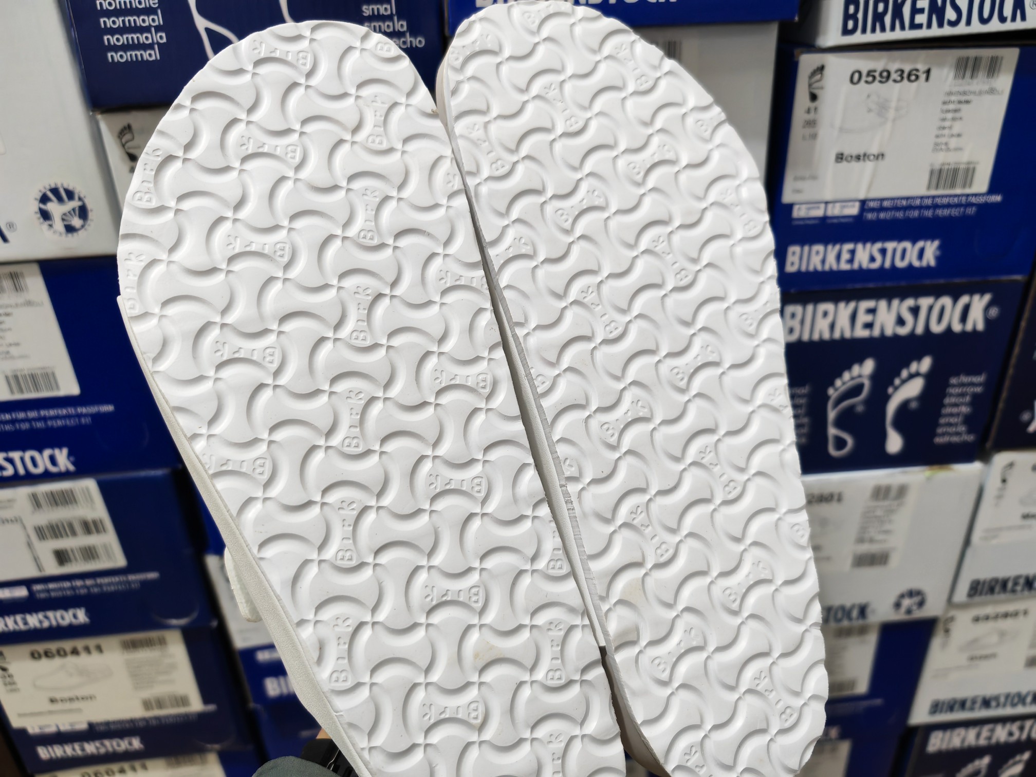 Birkenstock Two-Button Pure White Matte Leather Slippers