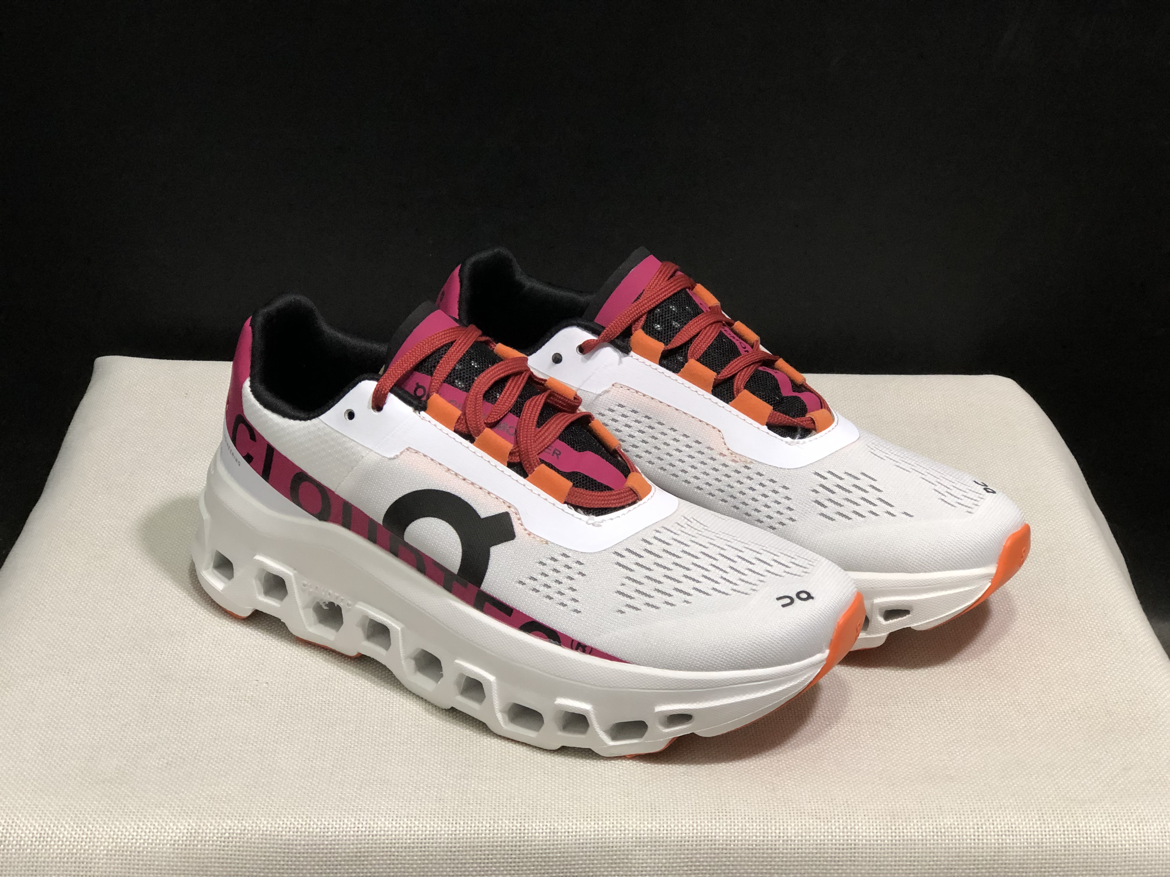 On Running Cloudmonster Anti-Slip Running Shoes Lime/Rust Red