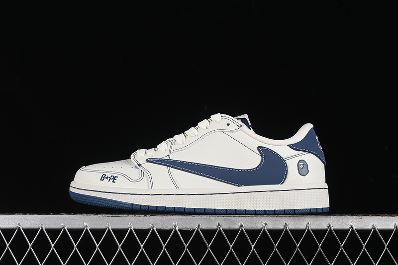 Nike Air Jordan 1 Low BAPE Travis Scott Fragment Design OG SP Navy Sole White Sneakers