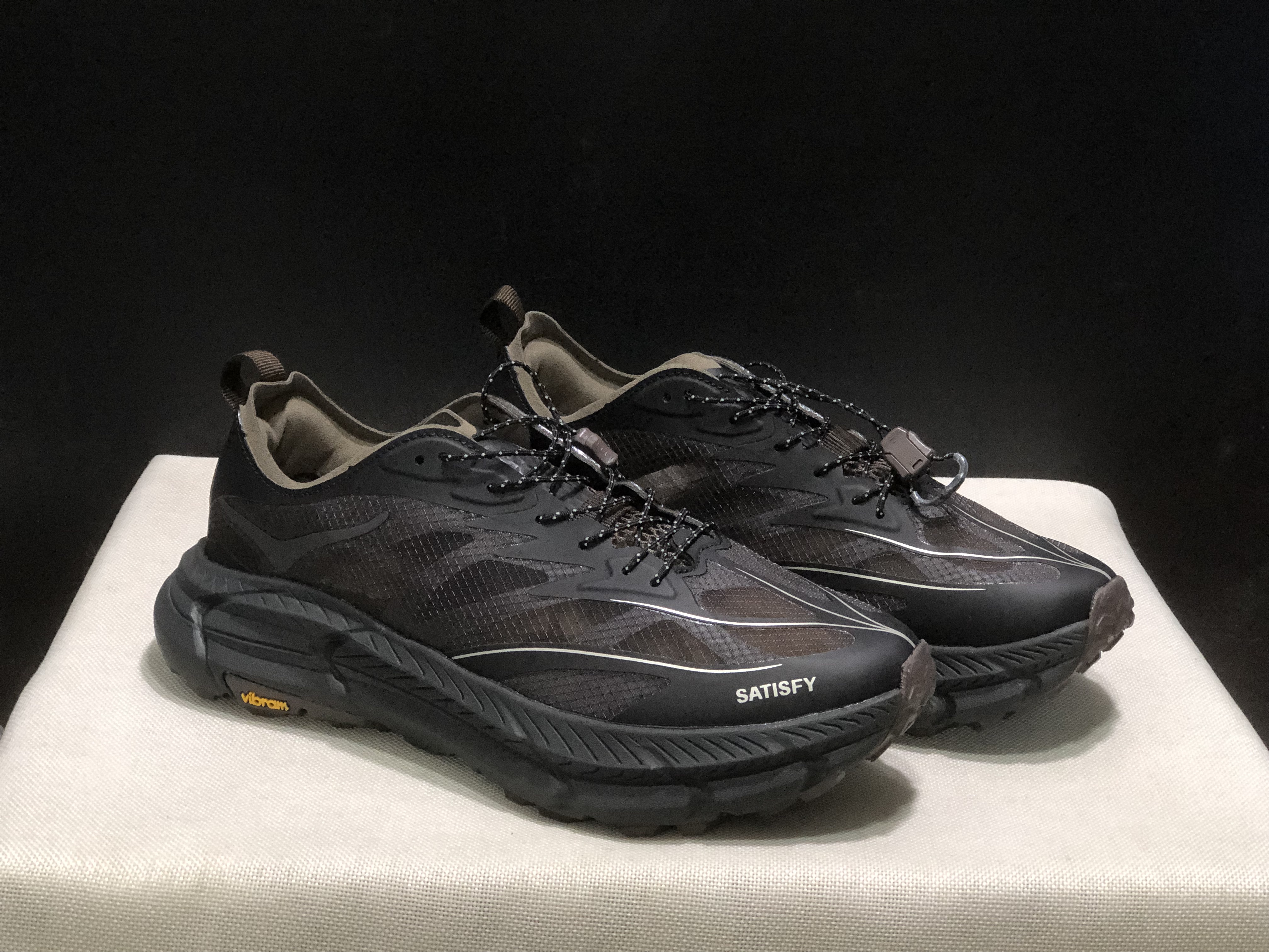 Hoka One One Satisfy x Mafate Speed 4 Breathable Fashion Running Shoes Sneakers Black