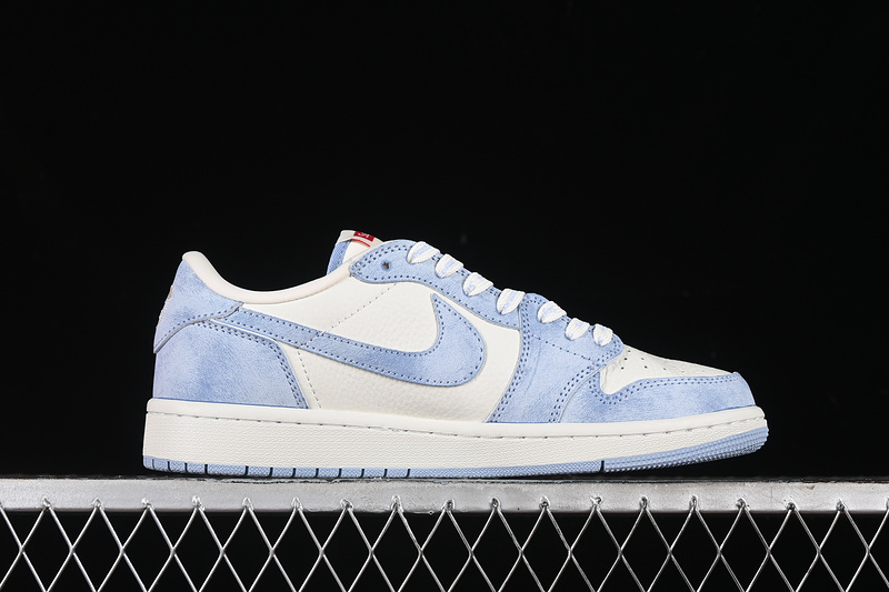 Nike Air Jordan 1 Low Supreme Travis Scott Fragment Design OG SP White Denim Light Blue Sneakers