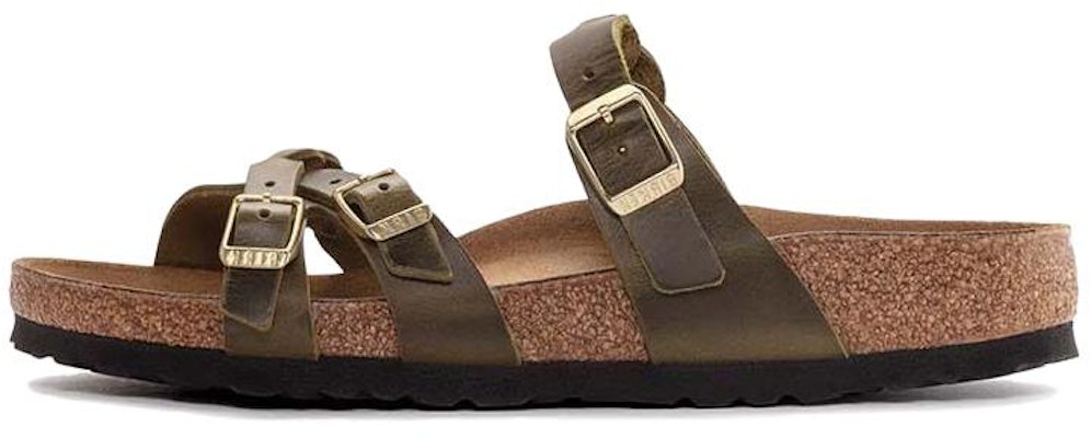 Birkenstock Franca Oiled Olive Green Leather Narrow Fit 1024059 Fashion Slippers