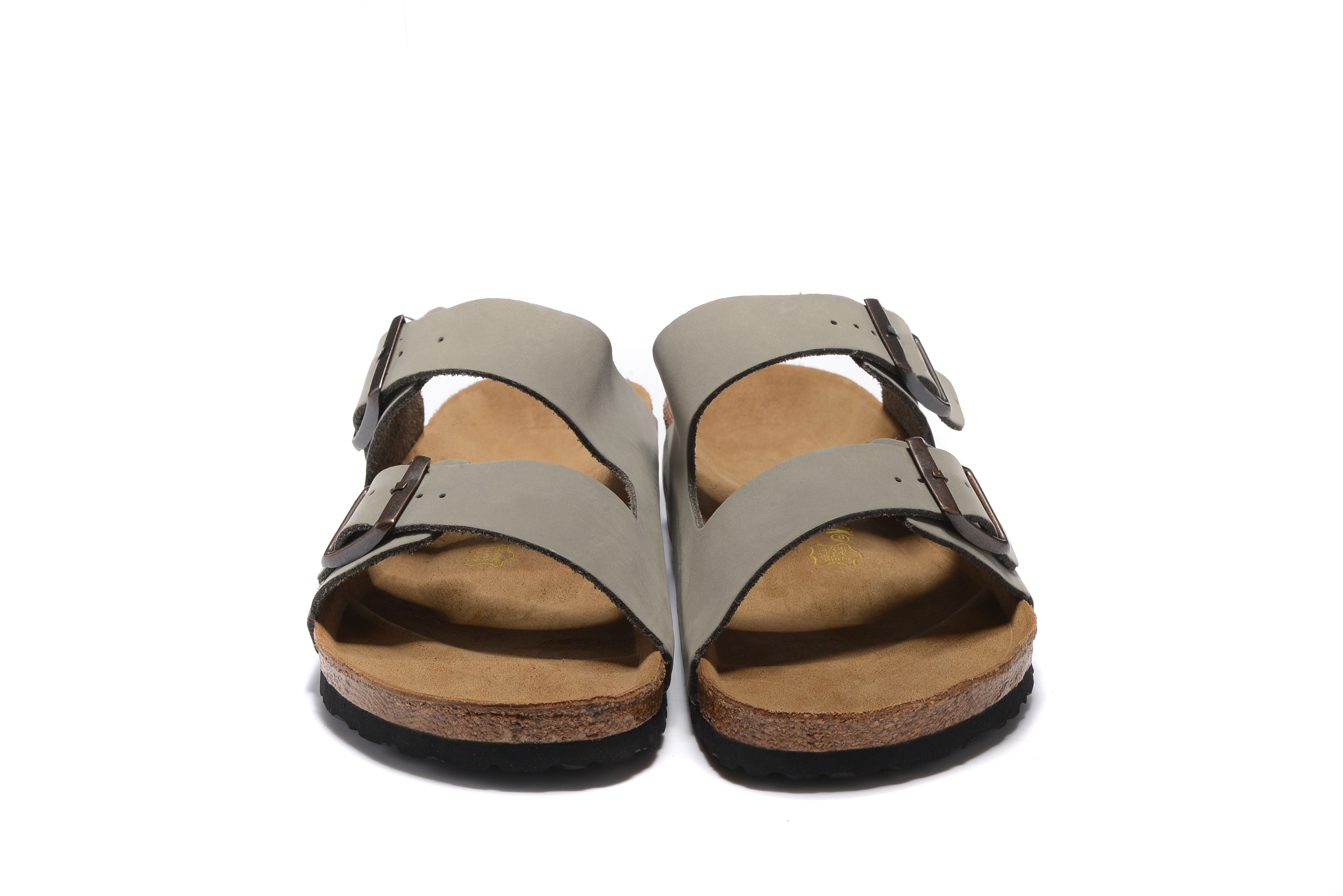Birkenstock Arizona Gray Two Buckle Nubuck Leather Sandals