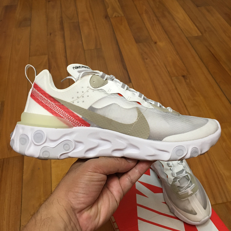 Nike React Element 87 Sail White Light Bone Red Sneakers
